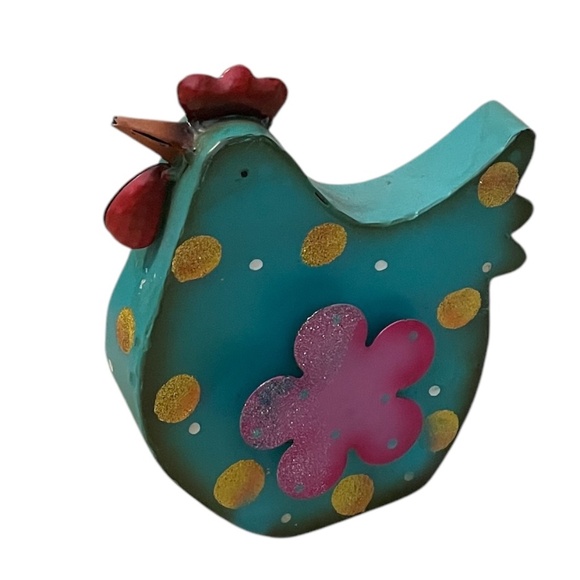 Burton & Burton Whimsical Tin Chicken Hen Figurine Decor - Picture 2 of 6